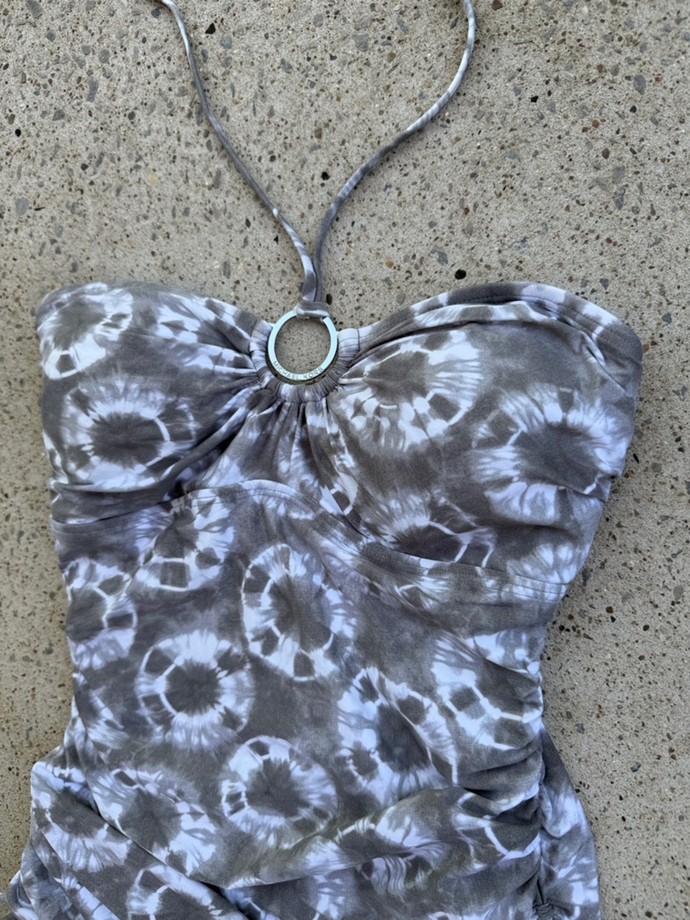 Michael Michael Kors Gray/White Tie-Dye Tankini Top Size Small - Picture 4 of 8